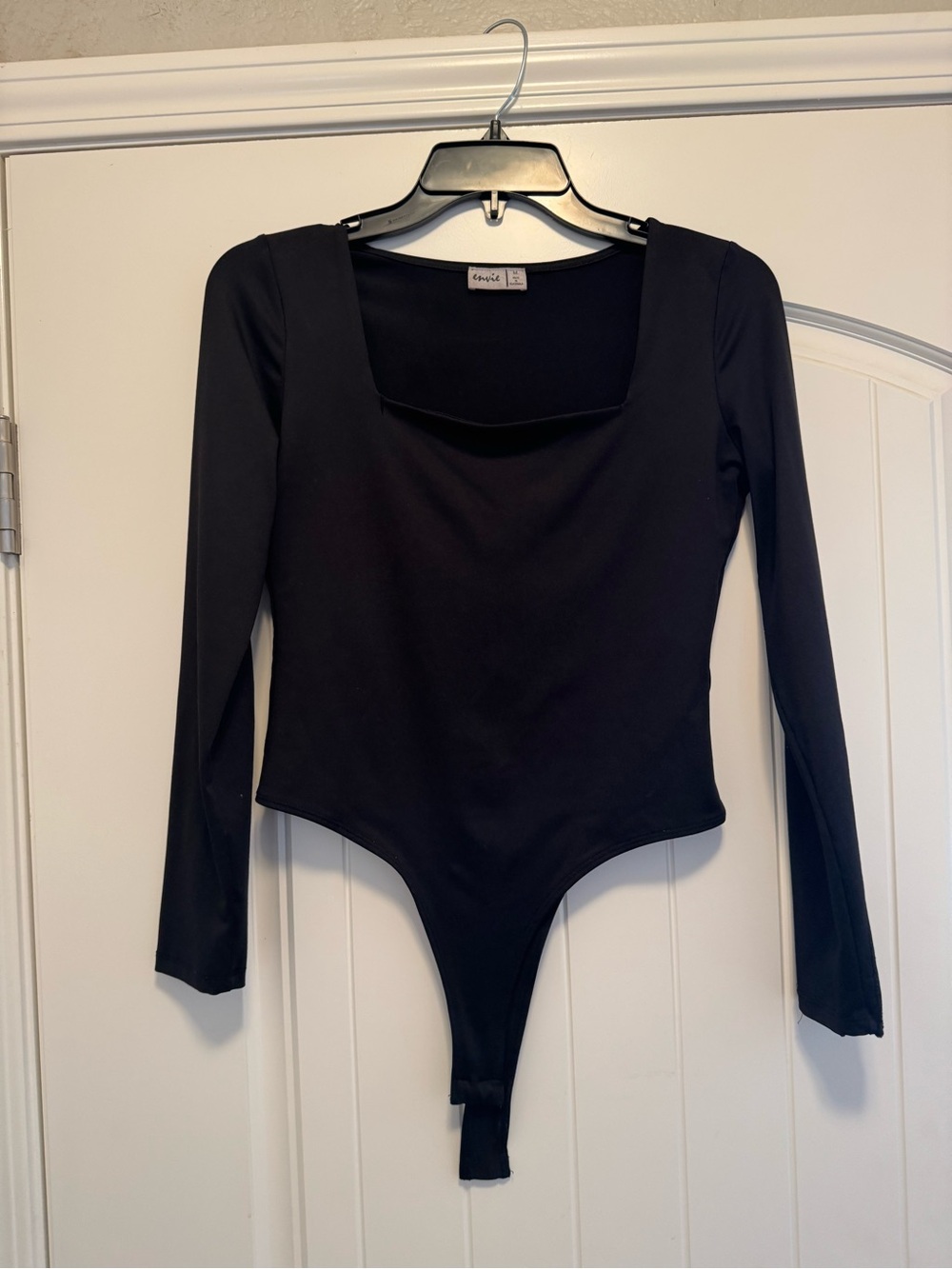 Envie Black Long Sleeve Square Neck Bodysuit - M